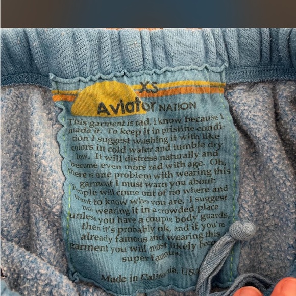 Aviator Nation Blue Joggers with Multicolor Stripes - Picture 3 of 3